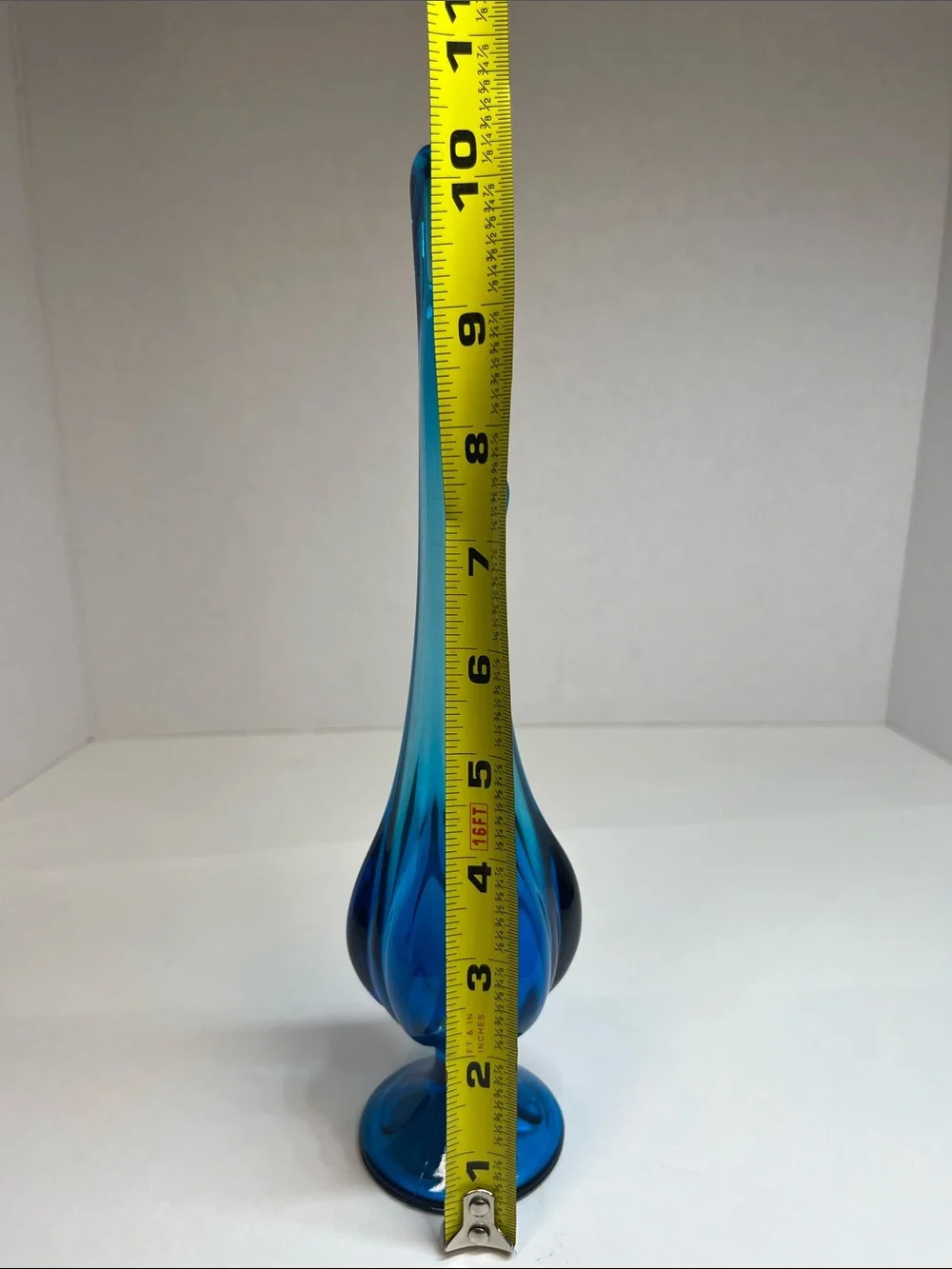 Vintage Antique Vase Viking Glass Epic “Bluenique” Blue Six Petal Footed Bud